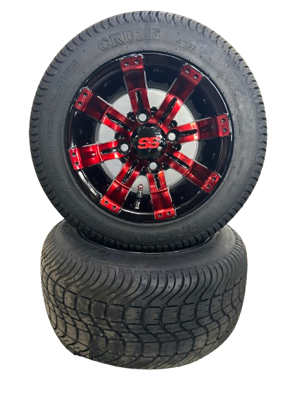 10'' Tempest Red & Black wheel with low profile tire 10'' Tempest Red & Black wheel with low profile tire